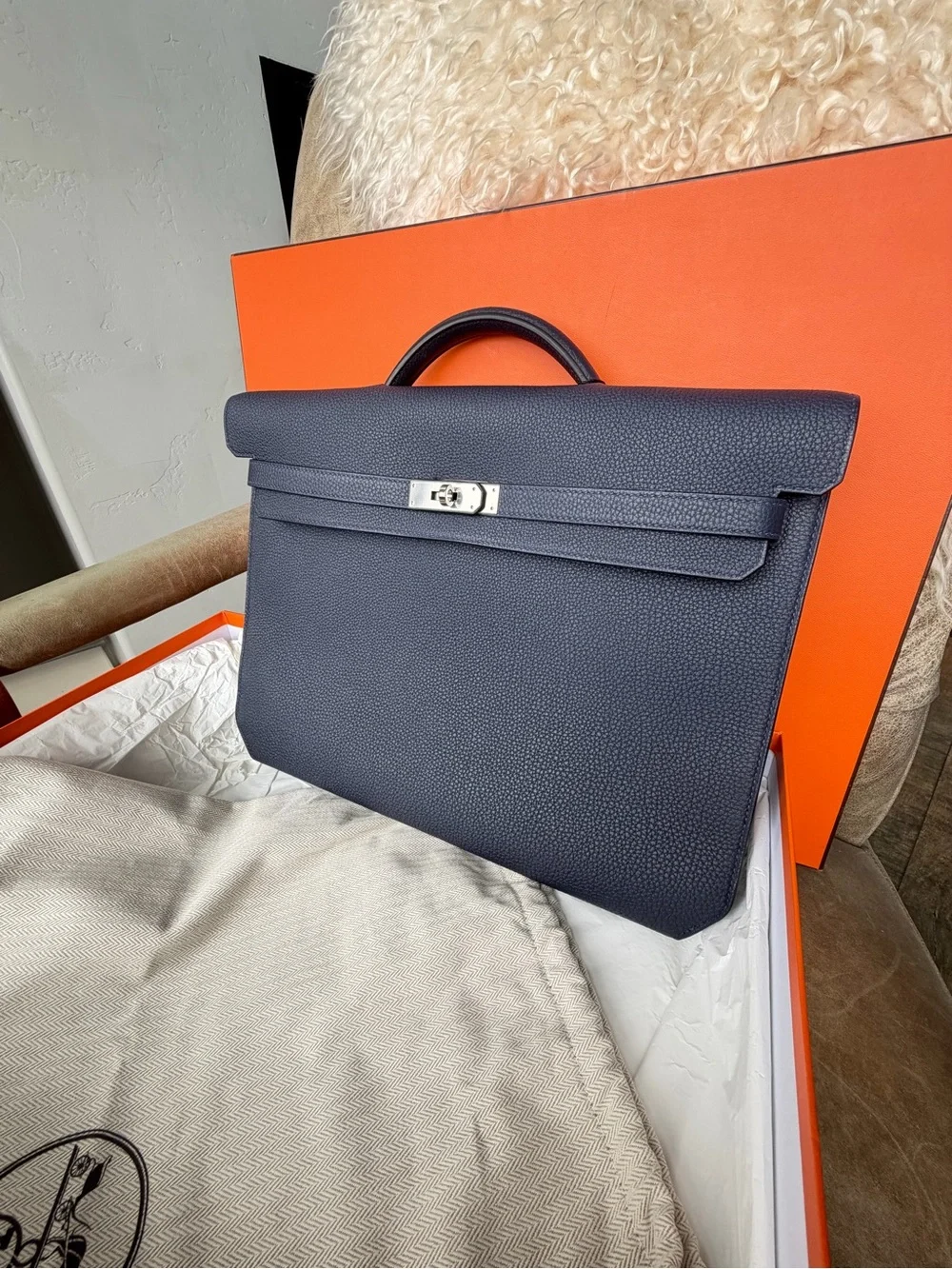 Hermes Togo Kelly Depeches 36 Bleu Nuit